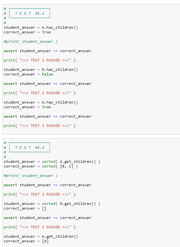 the bt_node.has_children() and bt_node.get_children() methods according to the following specifications: node.bt_node.has_children() should