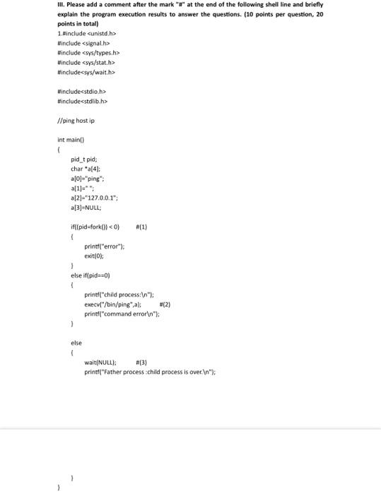  linux explain the program execution results to answer the questions. (10