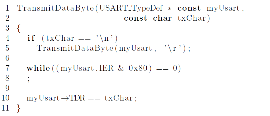 The following function is given for sending data via the U (S)