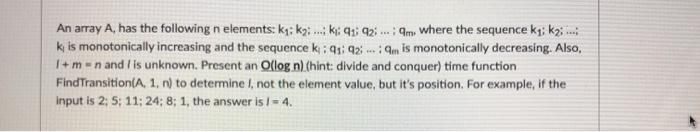  An array A, has the following n elements: ky; k: ...:::