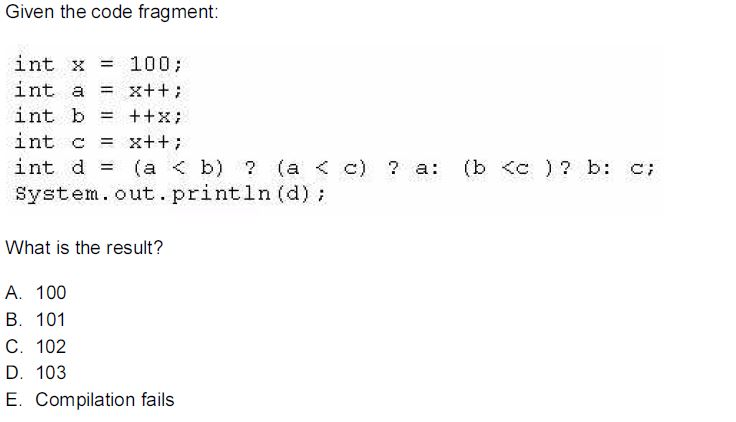  Given the code fragment: int x 100 int a; int b