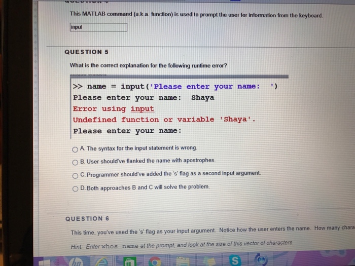 MATLAB code question please help! What is the correct explanation for the