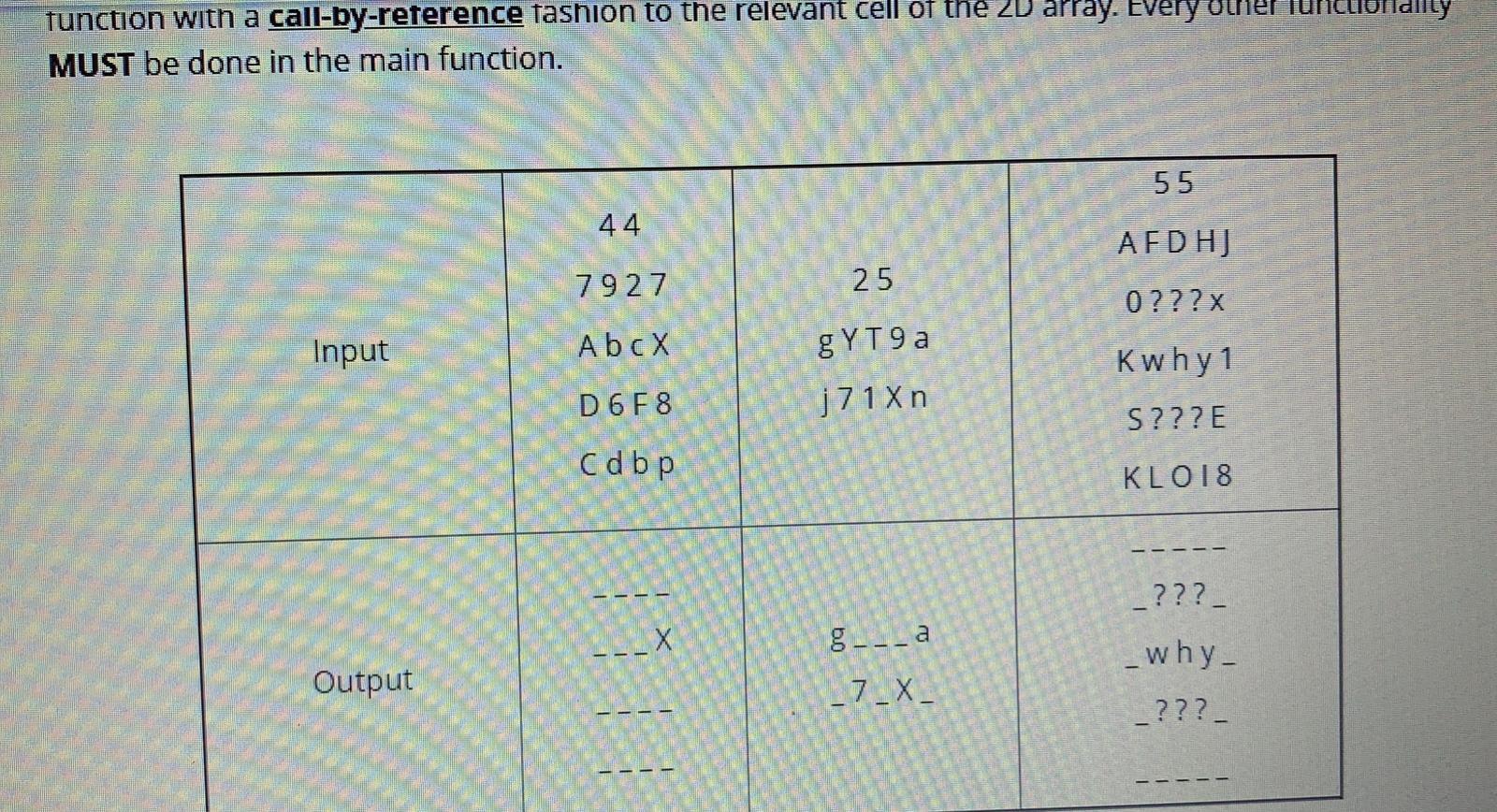chars, checks, and corrects each char within this array, and print out