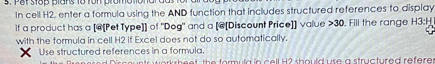  In cell H2, enter a formula using the AND function that