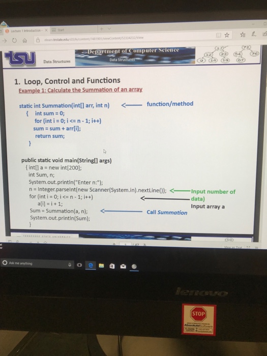 loop structure and know how to write and call a method (only