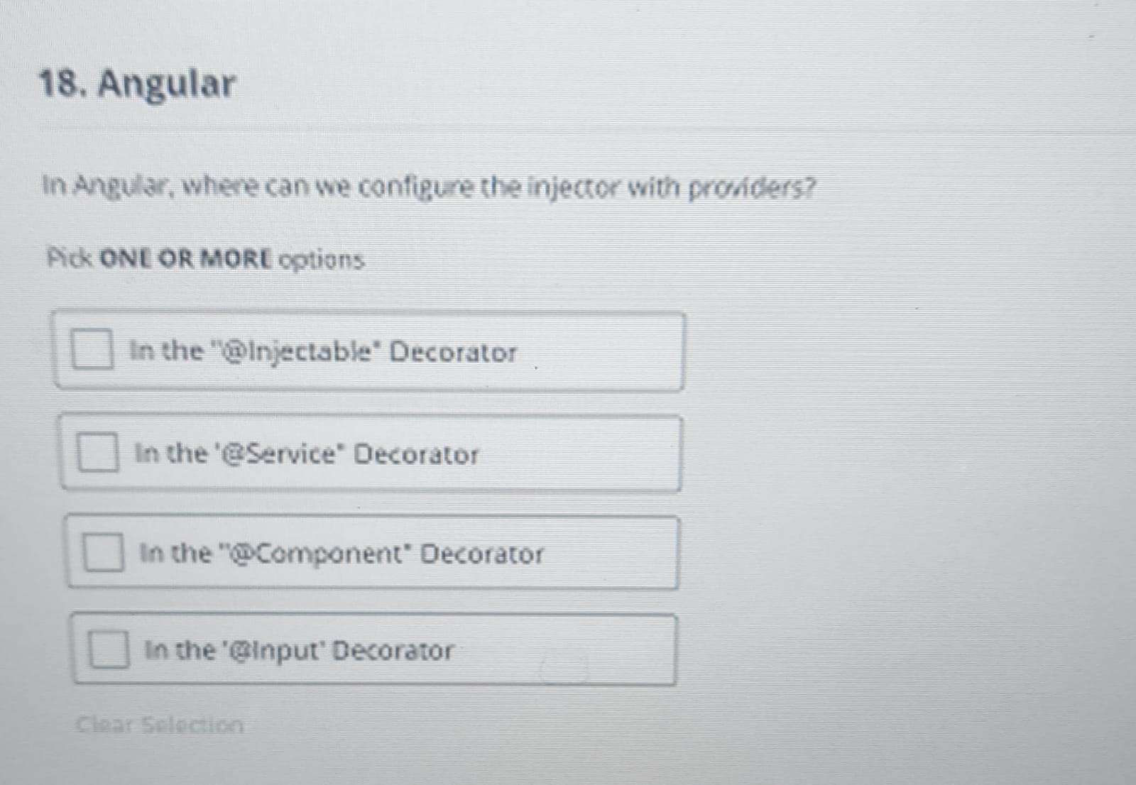  Angular In Angular, where can we configure the injector with profiders?