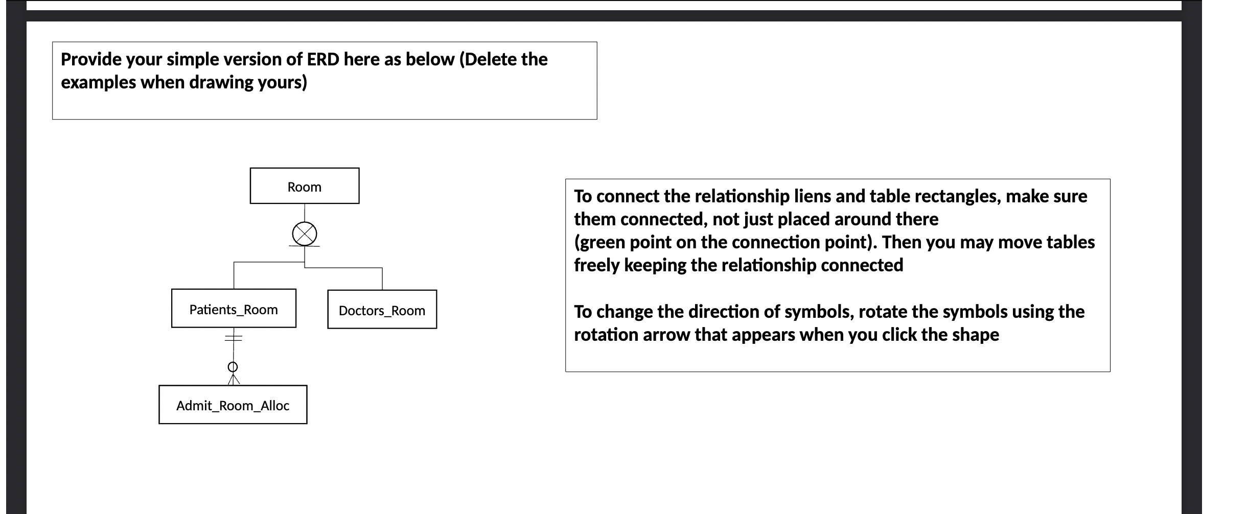 of the business process of a hospital. Provide a complete ERD after