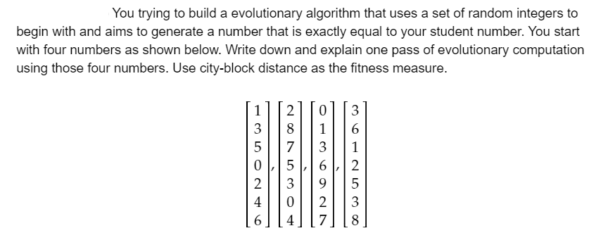  You trying to build a evolutionary algorithm that uses a set