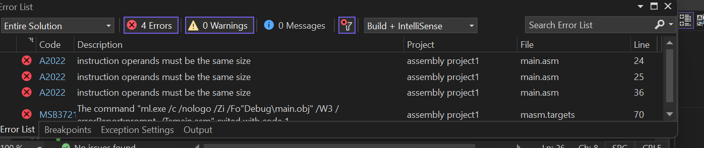can you fix this code in masm syntax it keep on showing