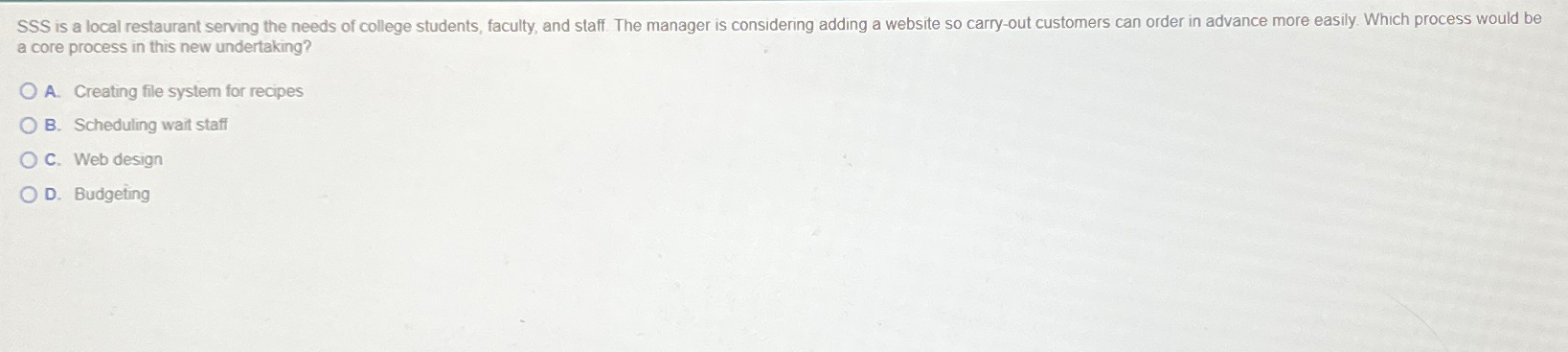  a core process in this new undertaking? A. Creating file system
