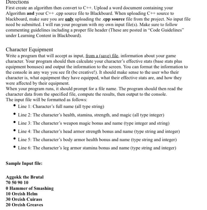  Directions First create an algorithm then convert to CH. Upload a