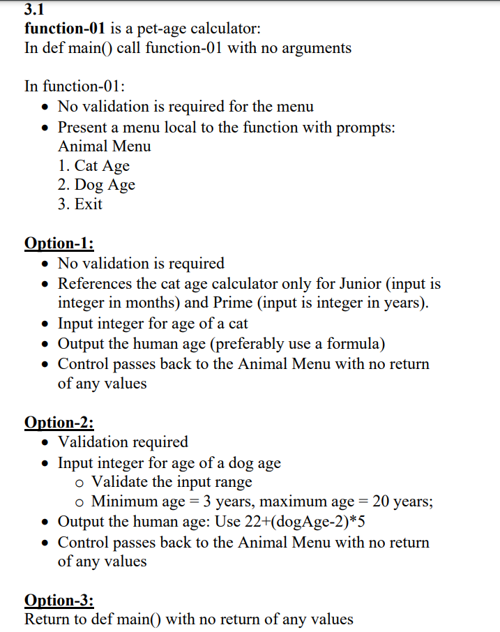 modularised program that does not use any return of values. def main()