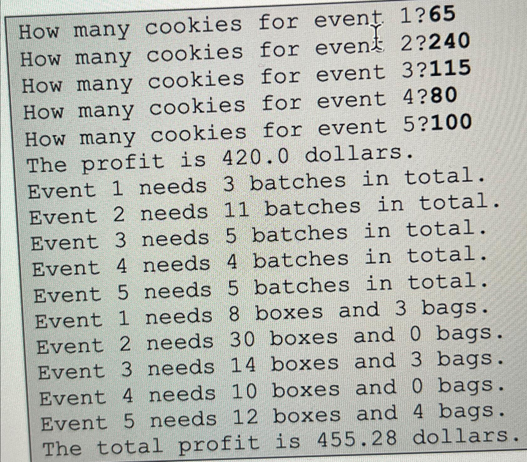  Write this code in puthon Imagine you run a small bakery