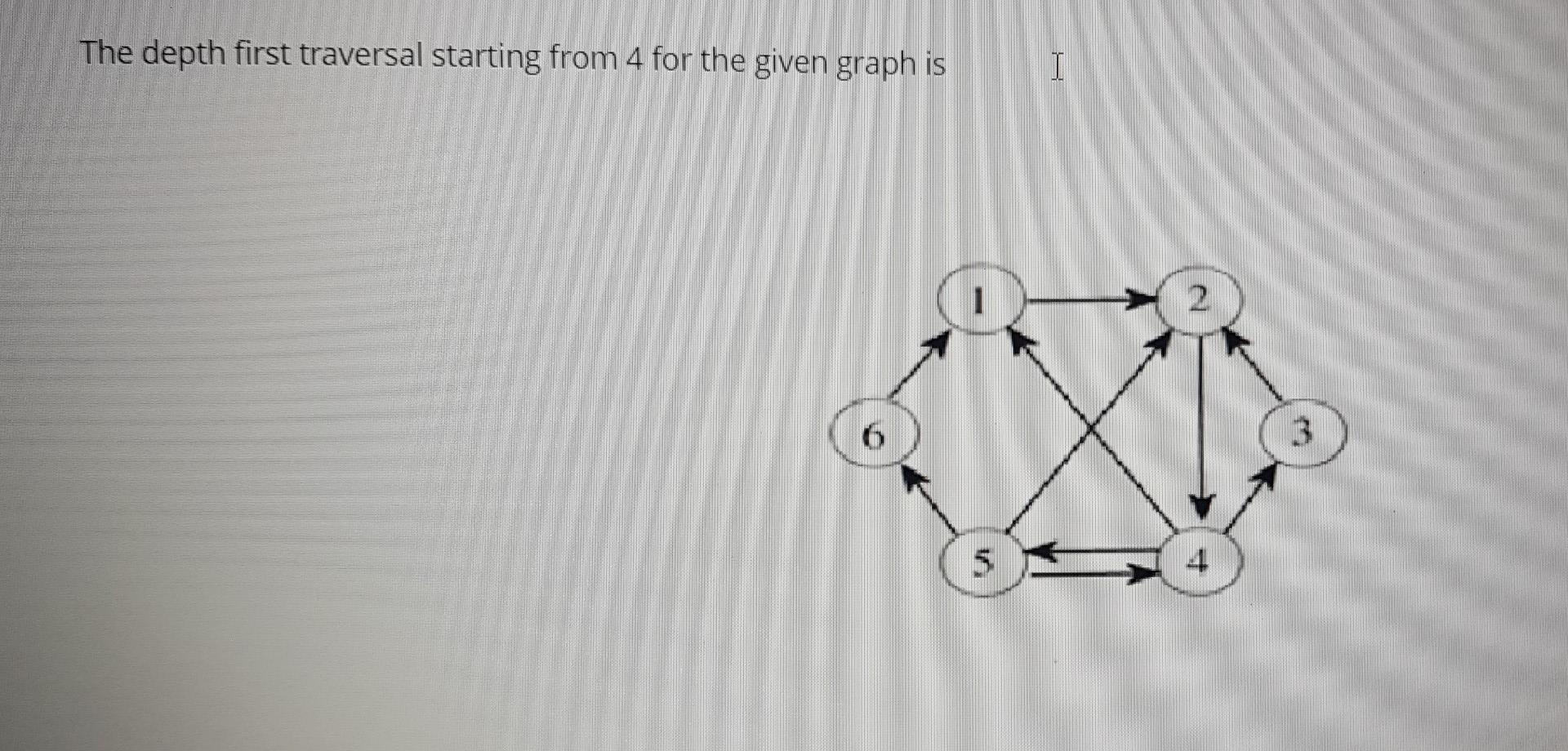  The depth first traversal starting from 4 for the given graph