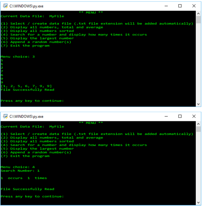 specifies a data file which does not currently exist, then the program
