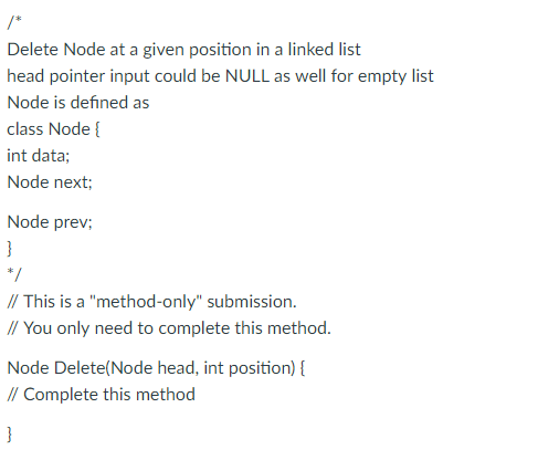  Delete Node at a given position in a linked list head