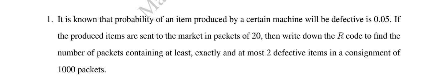  please solve this problem using R language 1. It is known