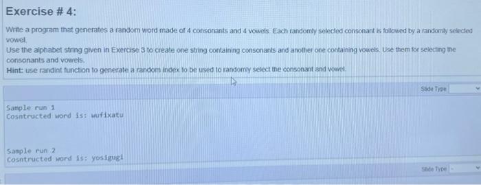 PYTHON LANGAUGEUSING ONLY FOR LOOP Exercise \# 4: Write a program that