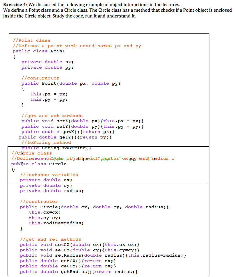 Exercise 4a-b: Add a method to Circle.java that returns true if this