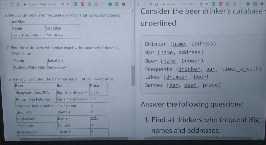  need complete SQL query answer for No. 8. The Database schema