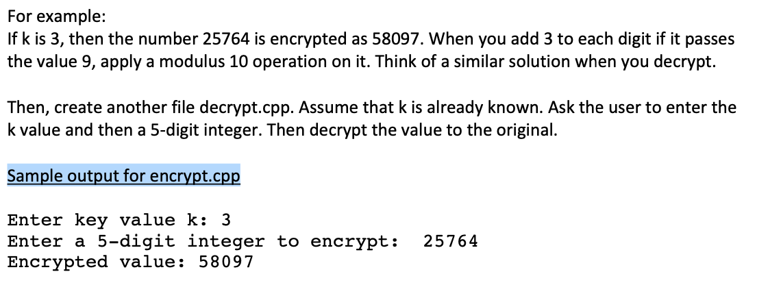 Language c++ For example: If k is 3, then the number 25764