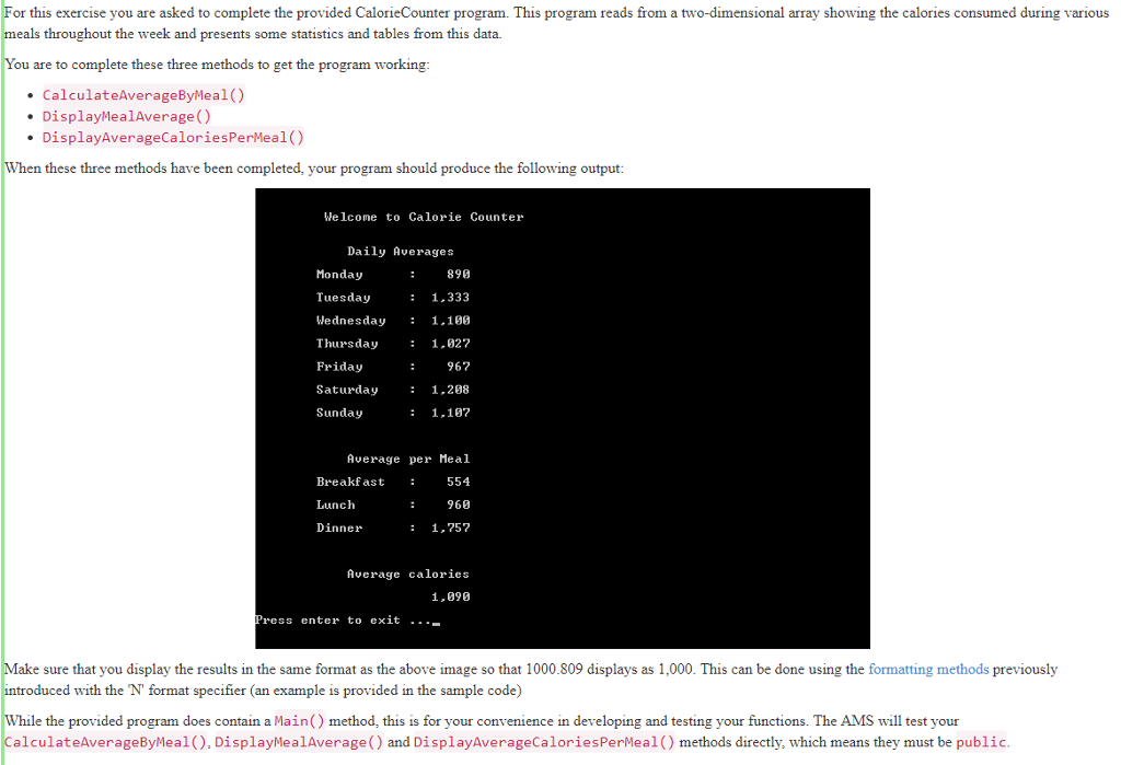 C# SAMPLE CODE: using System; using System.Collections.Generic; using System.Linq; using System.Text; using