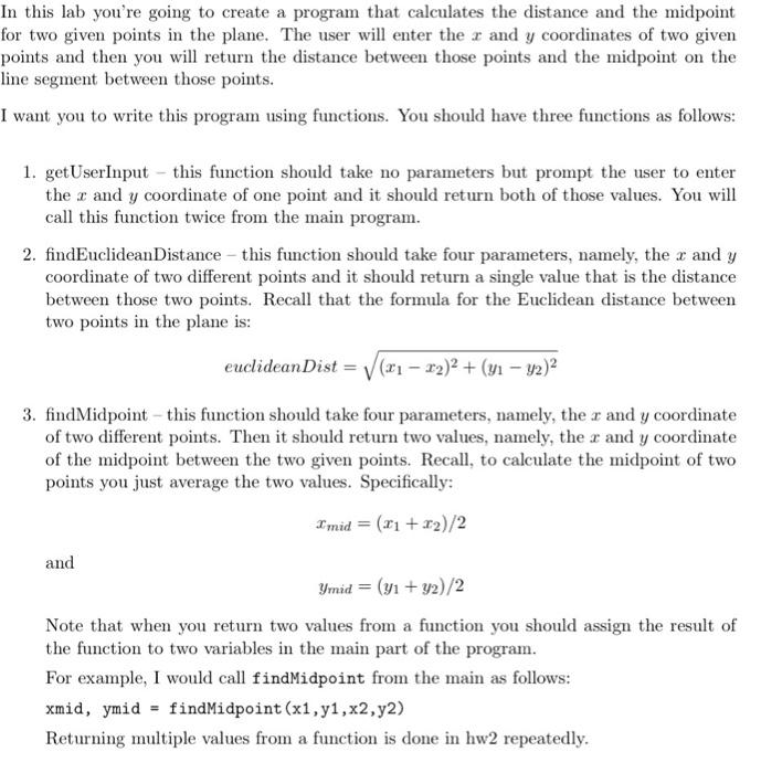  Pyhton In this lab you're going to create a program that