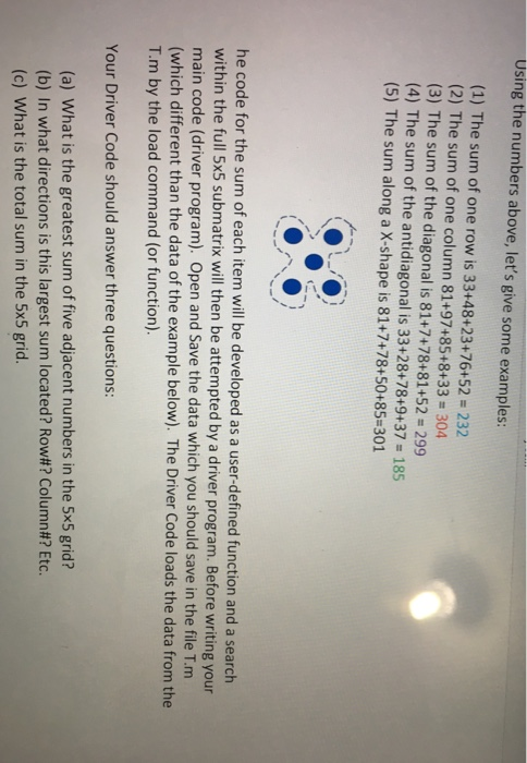 Temperatures. In a 'toy 5x5 temperature submatrix, located within a larger matrix,