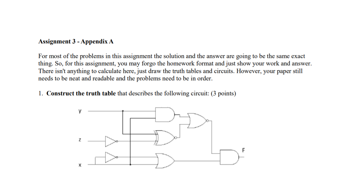  Assignment 3 - Appendix A For most of the problems in