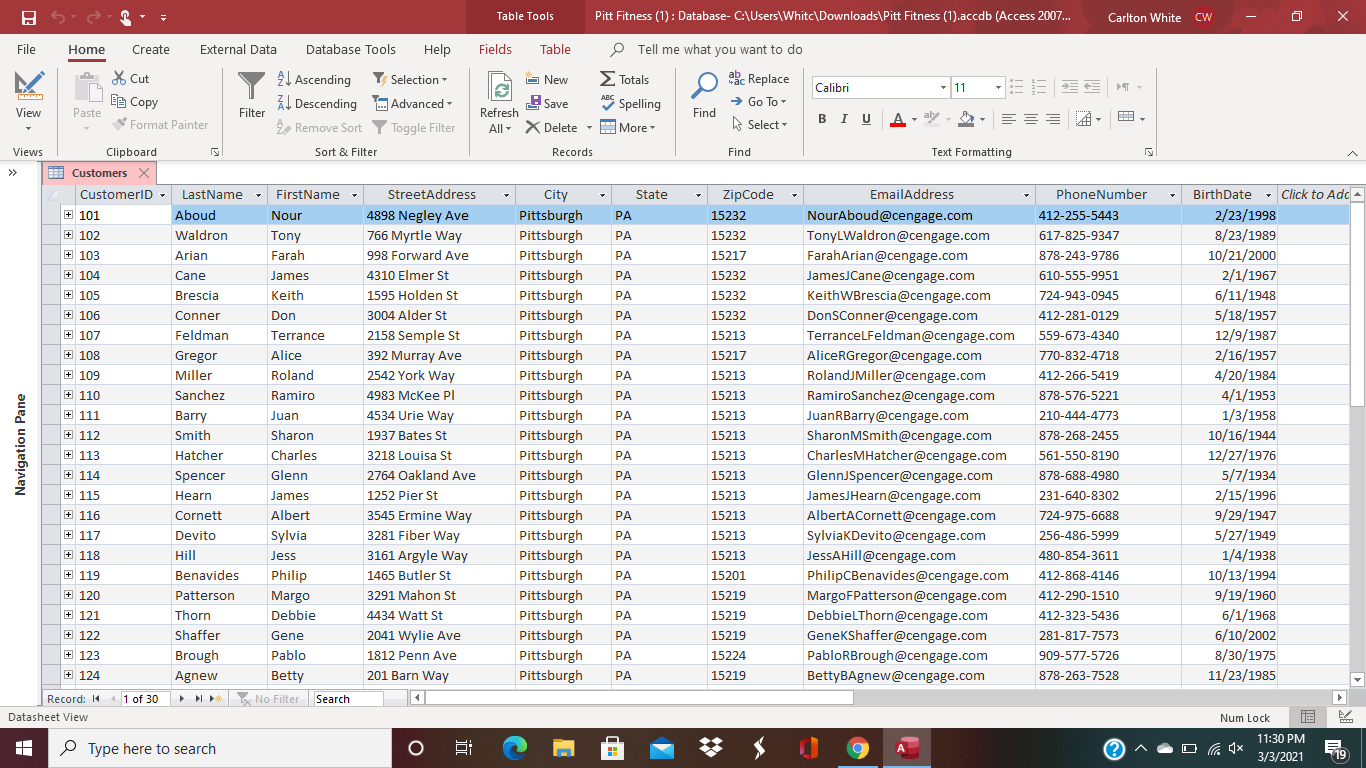 registered for a class on 1/2/2021 Write the SQL code for the