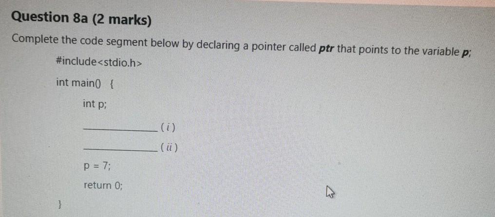 following questions #include #include #include void maino printf("%d", _(i)); return; } a-i)