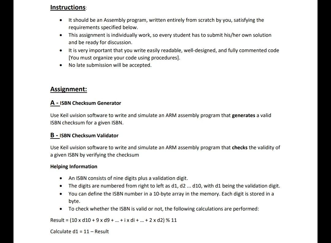 please i need help solve it code ARM ASSEMBLY Instructions: . It