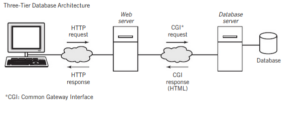 This figure illustrates the basic architecture for the three tier database