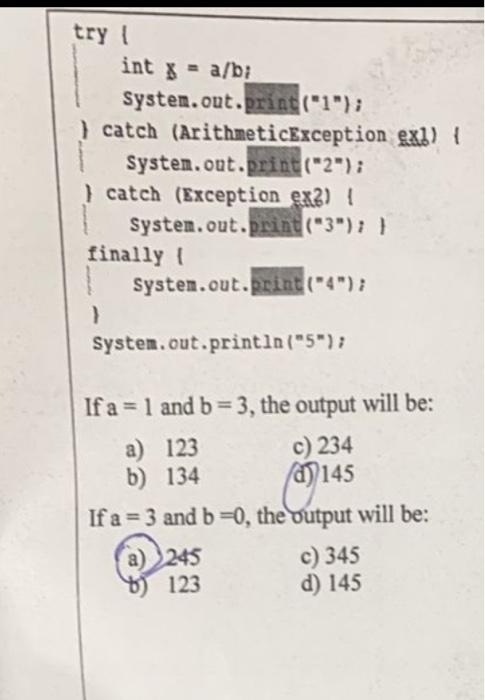 java what is the right answer? If a=1 and b=3, the output