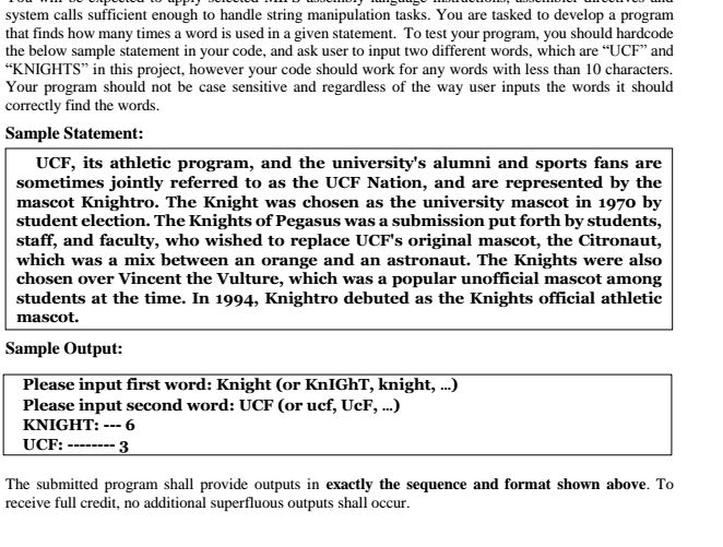 USE MIPs ASSEMBLY LANGUAGE UCF, its athletic program, and the university's
