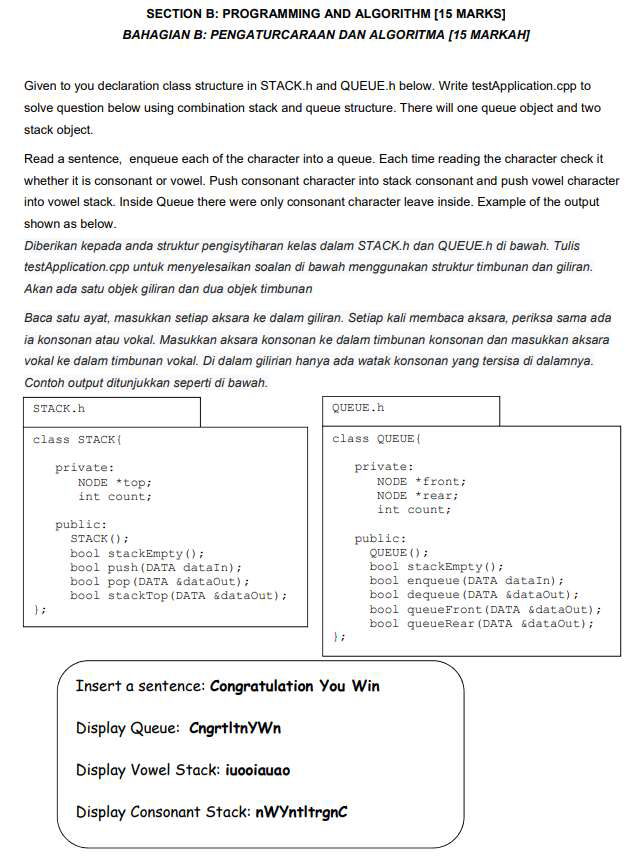  SECTION B: PROGRAMMING AND ALGORITHM (15 MARKS] BAHAGIAN B: PENGATURCARAAN DAN