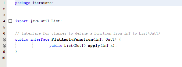 an output element f. private final ApplyFunction InT, 0utT The Iterator that