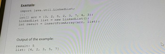 the numbers in an array of integers into a linked list (created