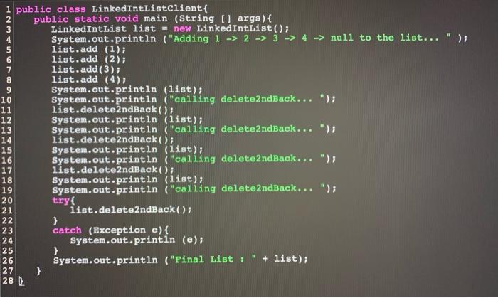 value to the end of the list. Also write a toString method