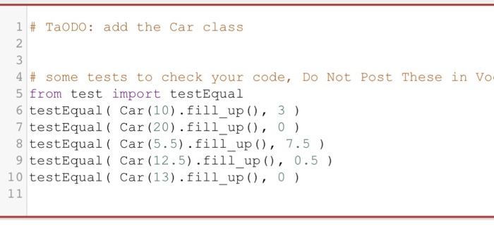  Use python code Create a Car class that has the following