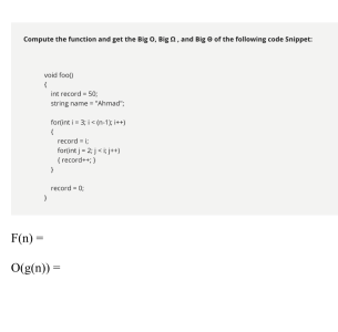  Compute the function and pet the Big 0,8g, and Big @of