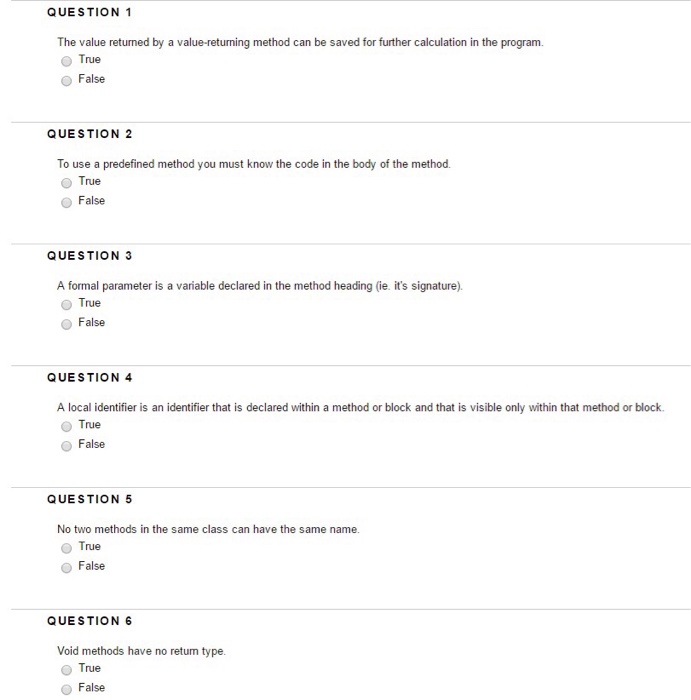  QUESTION 1 The value returned by a value-returning method can be