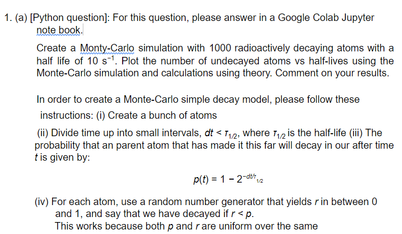  1. (a) [Python question]: For this question, please answer in a