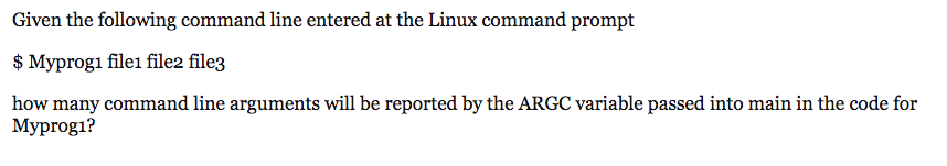 Given the following command line entered at the Linux command prompt