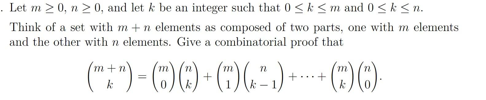 Let m0,n0, and let k be an integer such that 0km