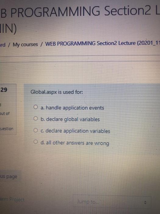  B PROGRAMMING Section2 L IN) ard / My courses / WEB