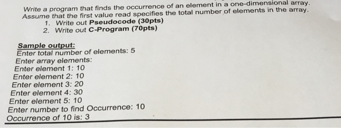  Write a program that finds the occurrence of an element in