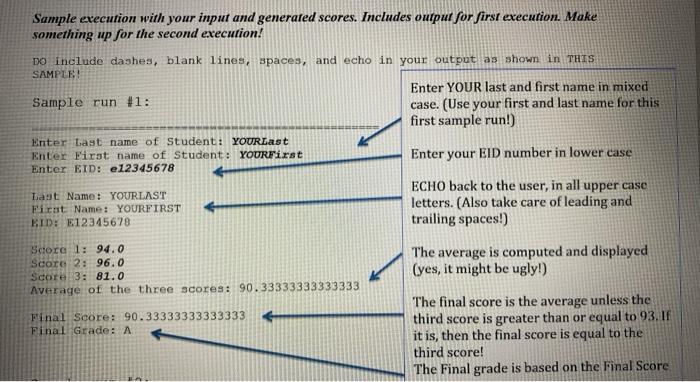 of the program with Input, Computation and Output sections and name and