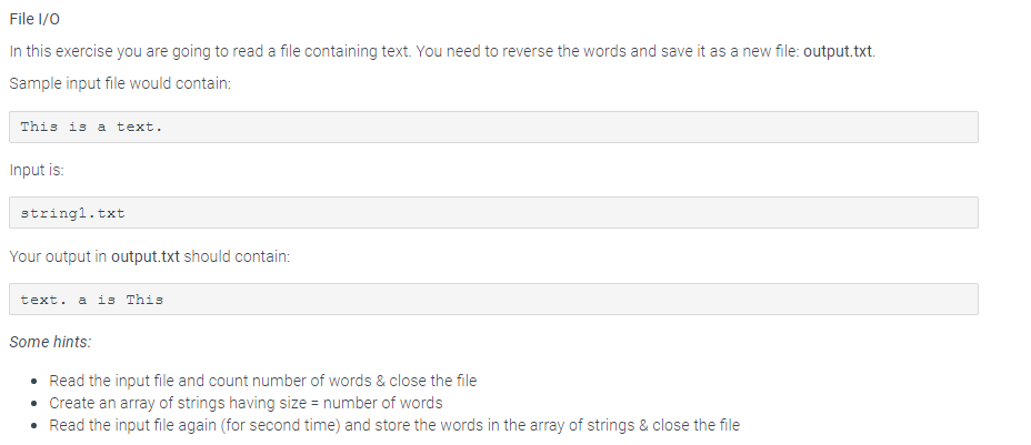 c++ help File I/O In this exercise you are going to read