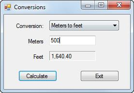 Convert lengths In this exercise, youll add code to a form that